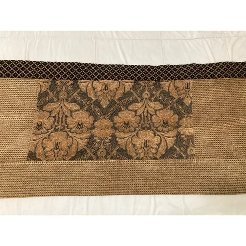 Vintage 1990s Table‎ Runner Set Lot of 2 Brown Gold & Black